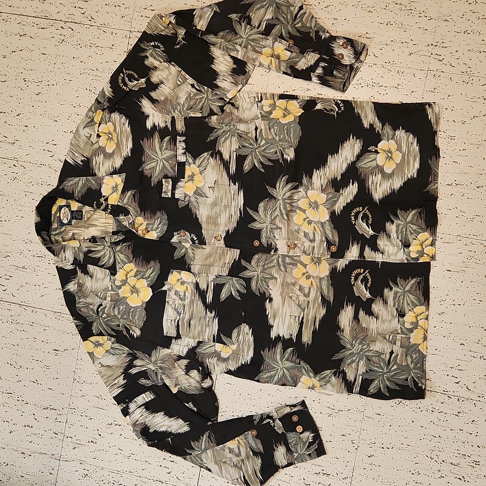 Tommy Bahama Full Graphic Aop Button Down Long Sleeve Casual Dress Shirt Vintage